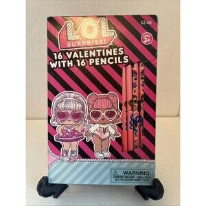 NEW LOL Surprise Valentines Day Cards With Pencils 16 Count